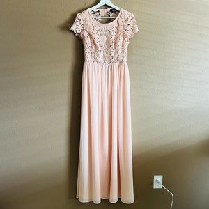 Lulus Formal Maxi Dress Crochet Bodice and Open Back Medium